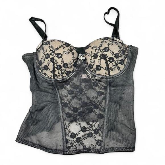 Coco Blush Tops - Blush Y2K Vintage Sheer Polka Do Lace Trim Corset Lingerie Top Size Medium